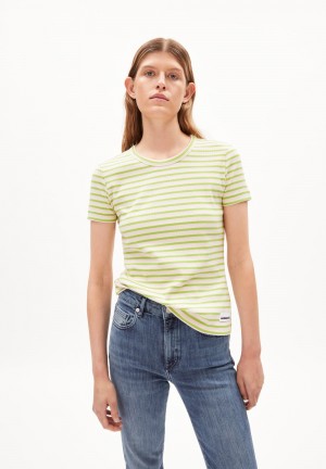 ARMEDANGELS KARDAA STRIPES Rib-T-Shirt Regular Fit made of Organic Cotton Mix Noir | 7159084-WR