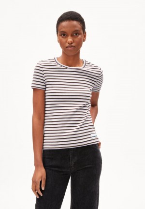 ARMEDANGELS KARDAA STRIPES Rib-T-Shirt Regular Fit made of Organic Cotton Mix Lavande | 4608725-NA