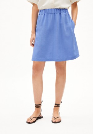 ARMEDANGELS KESIAA LINO Woven Skirt Relaxed Fit made of Linen-Mix Bleu | 6254718-PC
