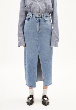 ARMEDANGELS KITAARI DEMI Denim Skirt Slim Fit made of Organic Cotton Mix Indigo | 8049317-ZT