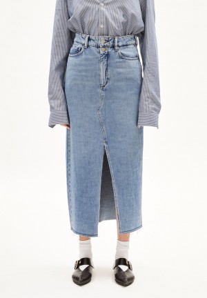 ARMEDANGELS KITAARI DEMI Denim Skirt Slim Fit made of Organic Cotton Mix Indigo | 5748210-YA