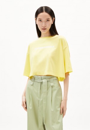 ARMEDANGELS LARIAA ARMEDANGELS T-Shirt Oversized Fit made of Organic Cotton Jaune Noir | 8715632-SO