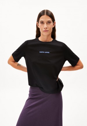 ARMEDANGELS LAYAA LITAA T-Shirt Loose Fit made of Organic Cotton Noir | 1742935-GA