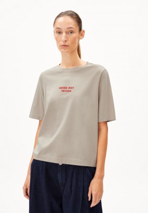 ARMEDANGELS LAYAA LITAA T-Shirt Loose Fit made of Organic Cotton Sable | 2384175-UK