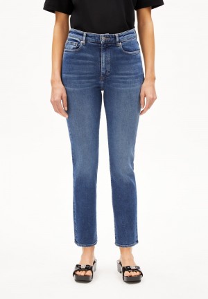 ARMEDANGELS LEJAANI Jeans Straight Leg High Waist Ankle Organic Cotton Mix X-Stretch Indigo | 7642389-RF