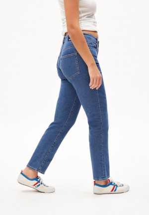 ARMEDANGELS LEJAANI Jeans Straight Leg High Waist Ankle Organic Cotton Mix Comfort-Stretch Bleu | 8964037-XW