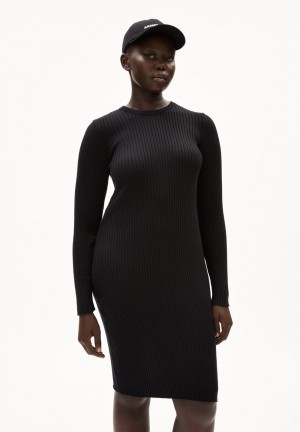 ARMEDANGELS LIAA RN Knit Dress Slim Fit made of Organic Cotton Noir | 8237601-YV