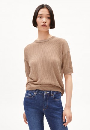 ARMEDANGELS LILLAAS LINO Knit Shirt Relaxed Fit made of Linen-Mix Cinnamon Dust | 7651098-YD