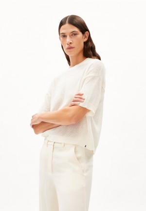 ARMEDANGELS LILLAAS LINO Knit Shirt Relaxed Fit made of Linen-Mix Blanche | 7159384-HI