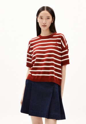 ARMEDANGELS LILLAAS STRIPES Knit Shirt Relaxed Fit made of Linen-Mix Noir Blanche | 8429175-HL
