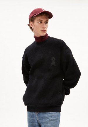 ARMEDANGELS LOMAAR FELPA Fleece Sweater Relaxed Fit made of Organic Cotton Noir | 1847630-UY