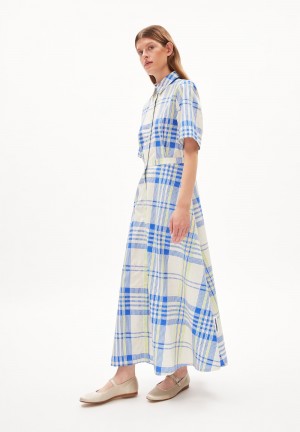 ARMEDANGELS LORETAANA COLLEGE CHECK Woven Dress Regular Fit made of Organic Cottons Oatmilk | 4725069-SK
