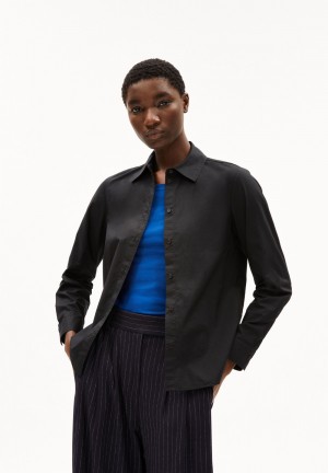 ARMEDANGELS LOUILAA Blouse Relaxed Fit made of Organic Cotton Noir | 9246531-YP