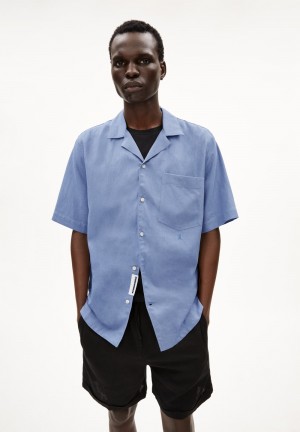 ARMEDANGELS LOVAAR LINO Shirt Relaxed Fit made of Linen-Mix Bleu | 1437902-QG