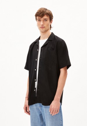 ARMEDANGELS LOVAAR LINO Shirt Relaxed Fit made of Linen-Mix Noir | 7648321-PV