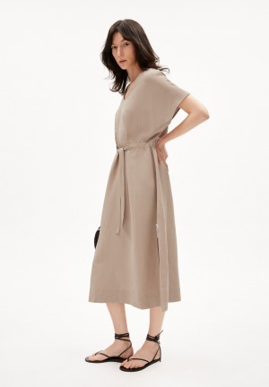 ARMEDANGELS MAAHALIANA LINO Woven Dress Relaxed Fit made of Linen-Mix Cinnamon Dust | 6927458-WR
