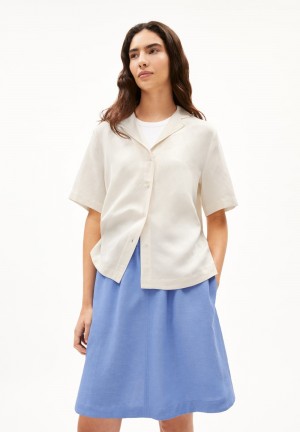 ARMEDANGELS MAAITE LINO Blouse Relaxed Fit made of Linen-Mix Oatmilk | 8319672-FU