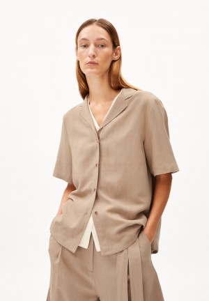 ARMEDANGELS MAAITE LINO Blouse Relaxed Fit made of Linen-Mix Cinnamon Dust | 1460539-VU