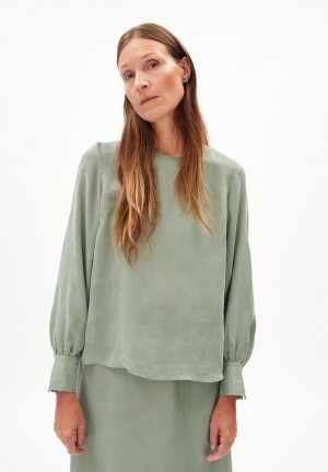 ARMEDANGELS MAALUKA Blouse Regular Fit made of Lyocell Grise Vert | 3082615-IE