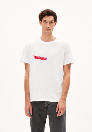 ARMEDANGELS MAARKOS DEMOCRACY Heavyweight T-Shirt Relaxed Fit made of Organic Cotton Mix Blanche | 3620418-EF