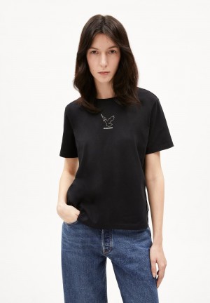 ARMEDANGELS MAARLARA NESTLING T-Shirt Relaxed Fit made of Organic Cotton Noir | 5602143-MF