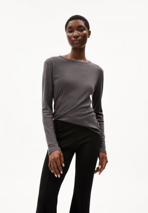 ARMEDANGELS MAIAA LUANNAA Longsleeve Slim Fit made of Organic Wool Mix Iron Cast | 8604935-ST