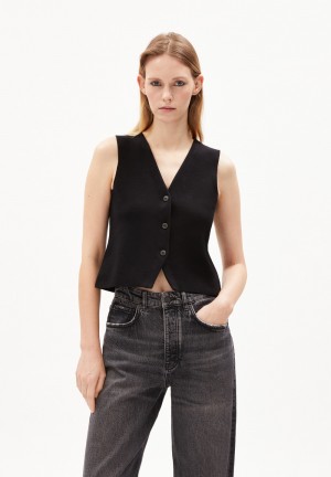 ARMEDANGELS MALKAA Knit Top Slim Fit made of Organic Cotton Noir | 2015473-KE