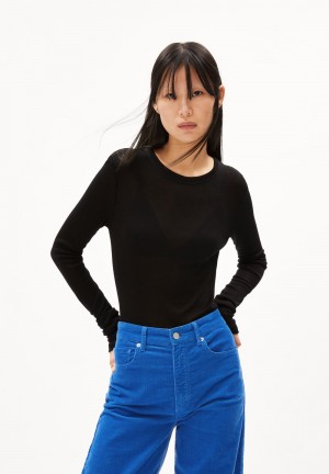 ARMEDANGELS MARIAA ANNAA Longsleeve Slim Fit made of TENCEL™ Lyocell Wool Mix Noir | 9402817-KZ