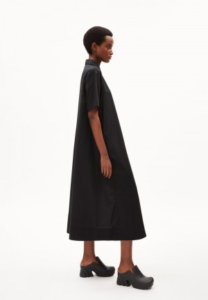 ARMEDANGELS MARILAANA Woven Dress Relaxed Fit made of Organic Cotton Noir | 2516470-HU