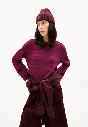 ARMEDANGELS MARYNAA FINE STRIPE Longsleeve Loose Fit made of Organic Cotton Mix Cherry Juice-cranberry Juice | 9407681-OB