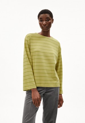 ARMEDANGELS MARYNAA FINE STRIPE Longsleeve Loose Fit made of Organic Cotton Mix New Moss-dark Moss | 0247865-MT