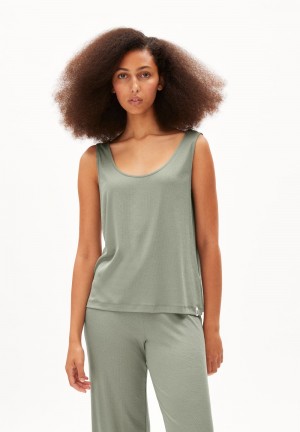 ARMEDANGELS MINAAMI Top Relaxed Fit made of TENCEL™ Lyocell Mix Grise Vert | 2045968-TS