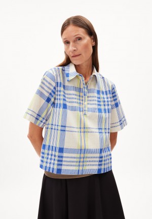 ARMEDANGELS NELINAA COLLEGE CHECK Blouse Relaxed Fit made of Organic Cotton Oatmilk | 5926081-CI