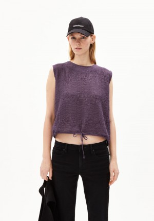 ARMEDANGELS NERAA CRINKLE Blouse Relaxed Fit made of Organic Cotton Mix Bleu | 9576081-LD
