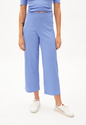 ARMEDANGELS NIAAN Rib-Jersey Pants made of Organic Cotton Mix Bleu | 3470128-DK