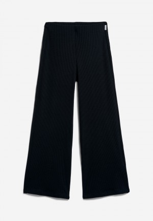 ARMEDANGELS NIAAN Rib-Jersey Pants made of Organic Cotton Mix Noir | 1957804-BA
