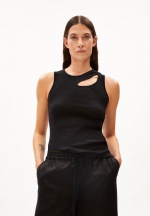 ARMEDANGELS NIKAATAA Rib-Top Slim Fit made of Organic Cotton Mix Noir | 0283475-BI