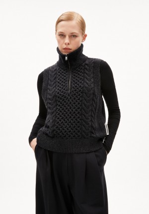 ARMEDANGELS OLAIAAS CABLE Knit Top Relaxed Fit made of Organic Wool Mix Steel Melange | 0124837-HK