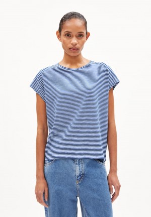 ARMEDANGELS ONELIAA LOVELY STRIPES T-Shirt Loose Fit made of Organic Cotton Dynamo Blue-oatmilk | 5049378-AZ