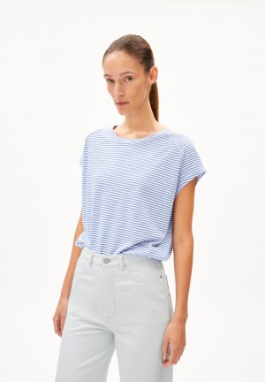 ARMEDANGELS ONELIAA LOVELY STRIPES T-Shirt Loose Fit made of Organic Cotton Bleu | 3457012-ZU