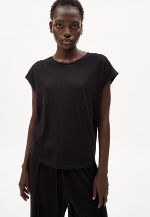 ARMEDANGELS ONELIAA T-Shirt Loose Fit made of Organic Cotton Noir | 0639758-CD