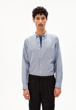 ARMEDANGELS QUAASA STRIPES Shirt Regular Fit made of Organic Cotton Indigo | 2591374-TU