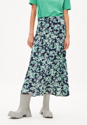 ARMEDANGELS SAALANJA DITSY FLORAL Woven Skirt Regular Fit made of LENZING™ ECOVERO™ Viscose Night Sky | 8236409-AX
