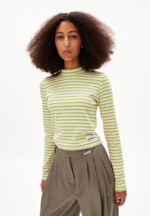 ARMEDANGELS SALMARAA STRIPES Rib Longsleeve Slim Fit made of Organic Cotton Mix Noir | 4675108-DU
