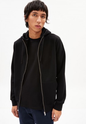 ARMEDANGELS SAROMIAAN COMFORT Sweat Jacket Regular Fit made of Organic Cotton Mix Noir | 1302896-YU