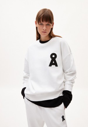 ARMEDANGELS SASHAA ICONIC CAPSULE Heavyweight Sweatshirt Relaxed Fit made of Organic Cotton Mix Blanche | 5783410-RQ
