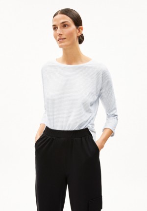 ARMEDANGELS SIANAA LOVELY STRIPES Longsleeve Oversized Fit made of Organic Cotton Morning Sky-oatmilk | 7859640-SM