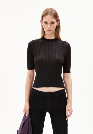 ARMEDANGELS SILJIAA Knit Shirt Slim Fit made of Organic Cotton Mix Noir | 3462197-GQ