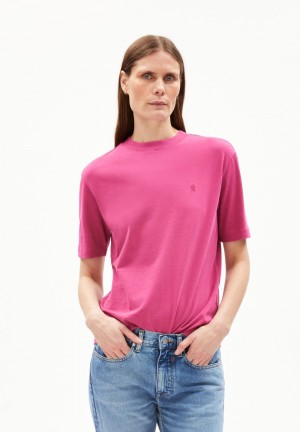 ARMEDANGELS TARJAA Heavyweight T-Shirt Loose Fit made of Organic Cotton Mix Crushed Berry | 5816403-DM