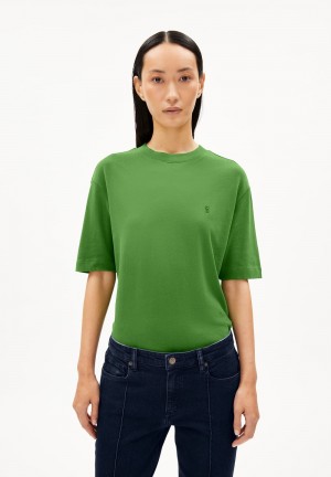 ARMEDANGELS TARJAA Heavyweight T-Shirt Loose Fit made of Organic Cotton Mix Vert | 8741062-EO